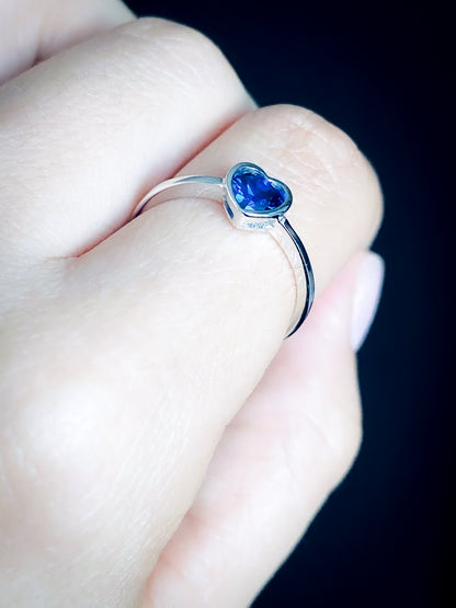 Blue Heart - Sterling Silver Ring