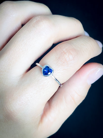 Blue Heart - Sterling Silver Ring