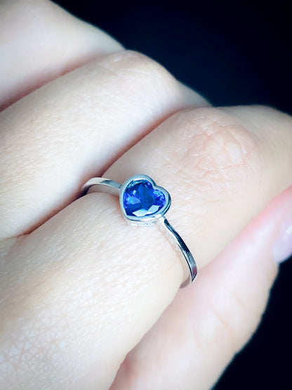Blue Heart - Sterling Silver Ring