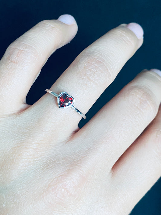 Red Heart -Sterling Silver Ring