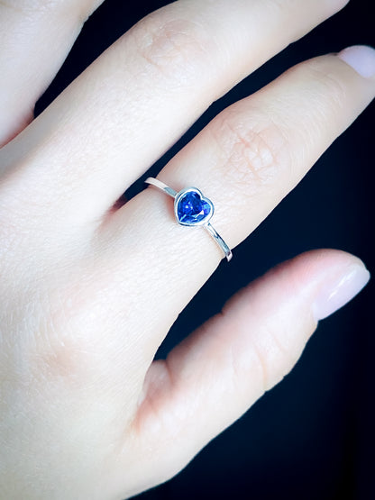 Blue Heart - Sterling Silver Ring